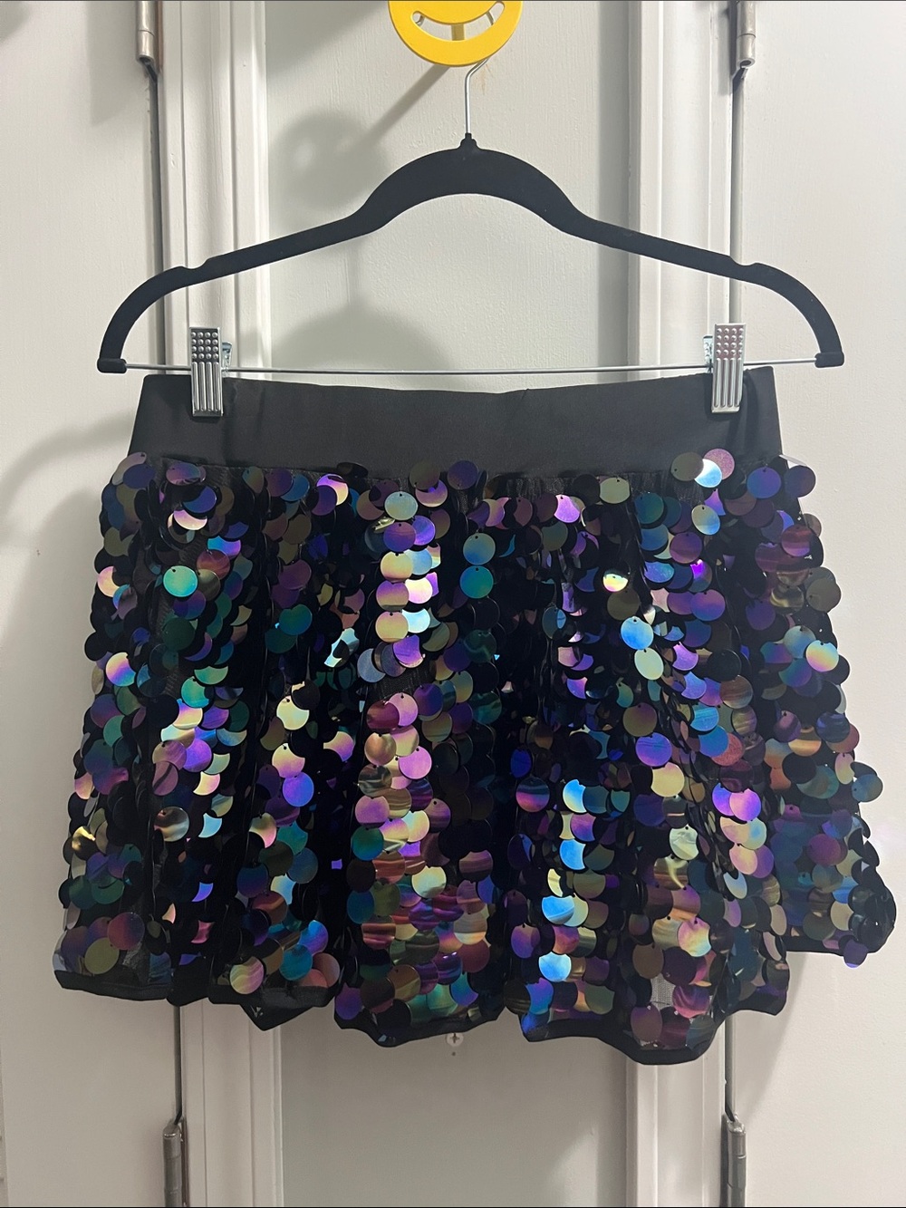 iHeartRaves Disco Mermaid Black Sequin Rave Mini Skirt Size L